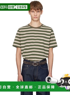 1h可退 香港直邮AURALEE 男士 棕色 & 绿色 Gradient Stripe Jers