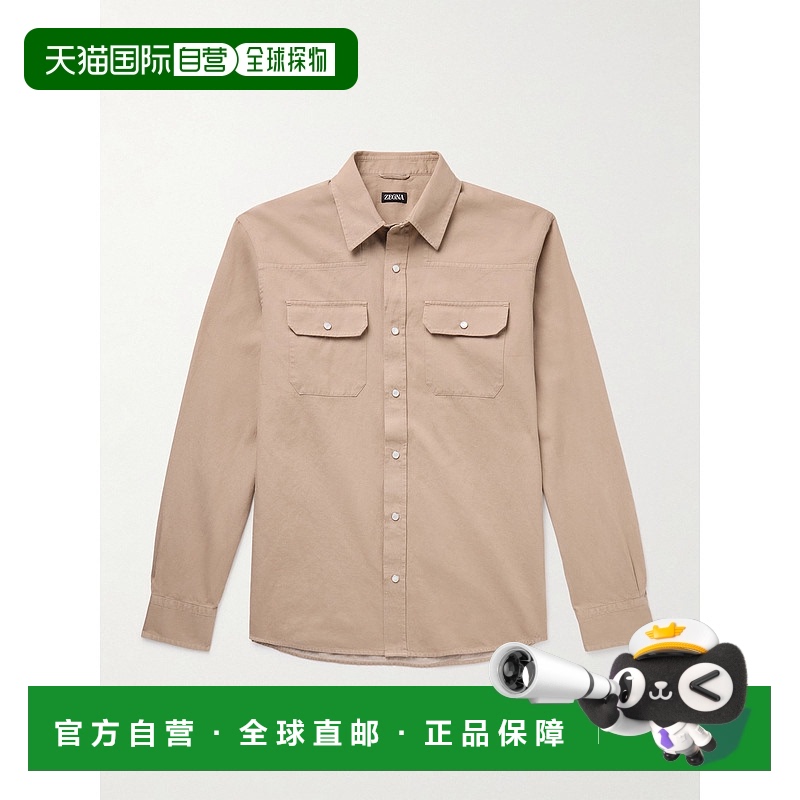 香港直邮Zegna 杰尼亚 男士 修身棉麻混纺衬衫 UFX22A9STT3