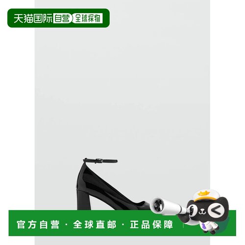 自营欧洲直邮MANGO 女士黑色聚氨酯搭扣漆皮高跟鞋单鞋