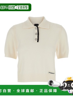 香港直邮Pinko 品高 女士 Front and Details 白色带Logo拼缀罗纹