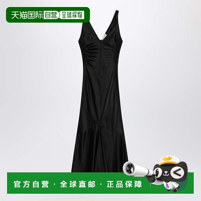 香港直邮Sportmax 斯宝麦斯 女士 长款黑色缎面连衣裙 KATIASI003