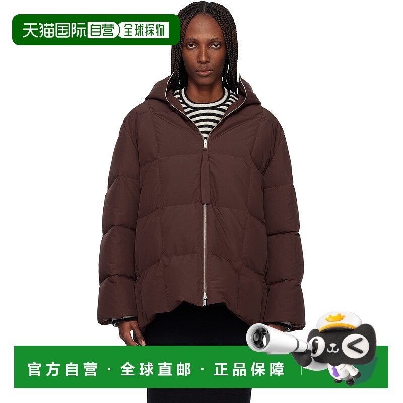 1h可退 香港直邮Jil Sander 吉尔 桑达 女士 酒红色绗缝羽绒夹克