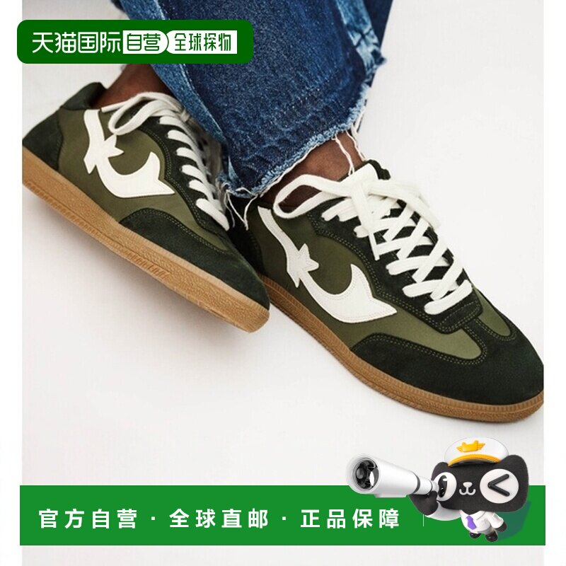 自营欧洲直邮Ba&Sh巴安诗 CREW女士绿色皮革系带运动鞋