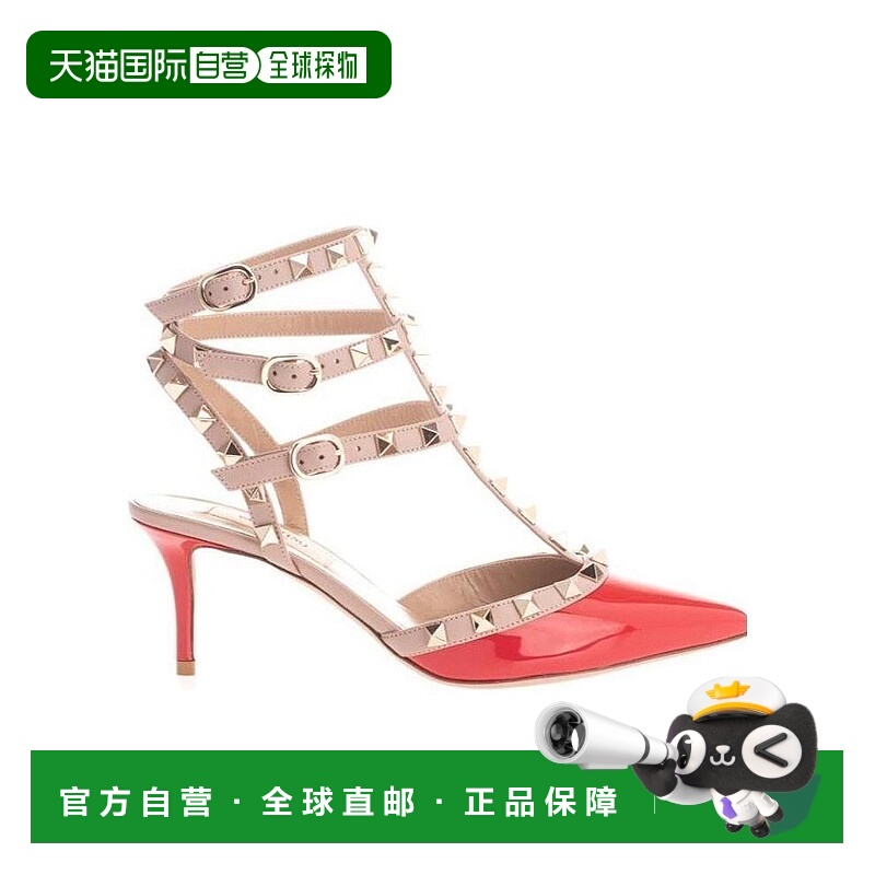 香港直邮VALENTINO 20SS 绑带尖头高跟鞋 Women裸色华伦天奴真皮
