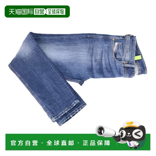香港直邮DIESEL 男士牛仔裤 00SWJE009PK01 SS2021 蓝色直筒裤
