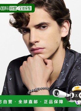 自营1h可退 欧洲直邮LV路易威登 Damier男士钯金色金属串珠手链