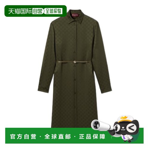 香港直邮Gucci GG衬衫裙 836276Z8B2R长袖缎面连【付后1h可退】