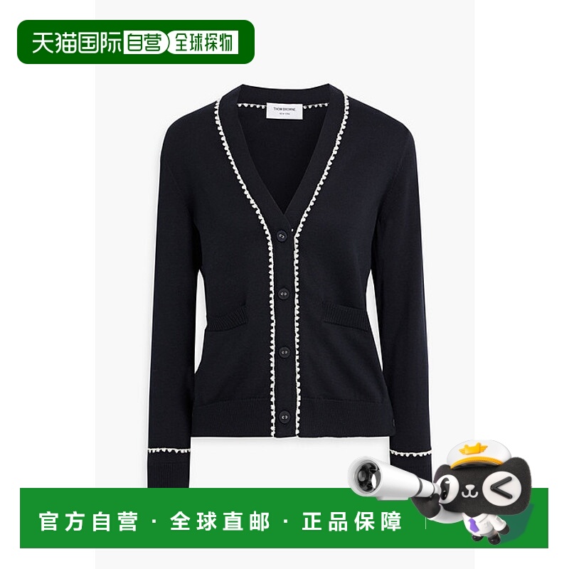 1h可退 香港直邮Thom Browne 汤姆 布朗 女士 真丝棉混纺针织开衫