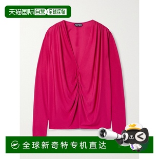 女士 汤姆 福特 TSJ498 褶饰平纹布上衣 香港直邮Tom 1h可退 Ford