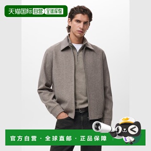 自营欧洲直邮Mango芒果 男士中棕色羊毛混纺拉链外套