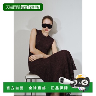 自营欧洲直邮Mango芒果 女士棕色不对称蕾丝连衣裙