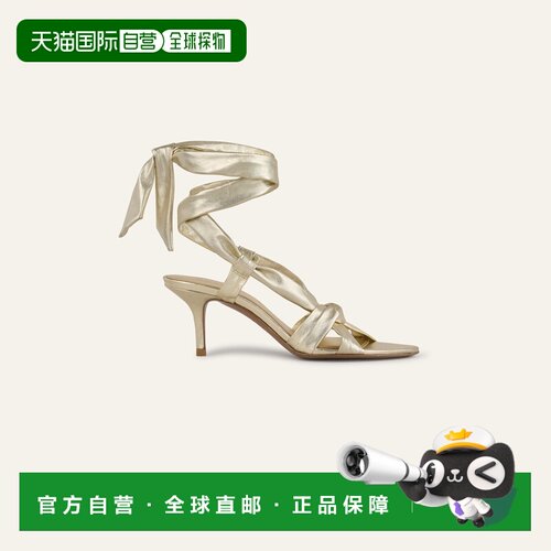 自营欧洲直邮Ba&Sh巴安诗 GOLD女士金色聚酯纤维/聚氨酯高跟凉鞋