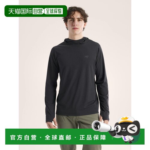 自营欧洲直邮Arcteryx始祖鸟 Cormac男士黑色聚酯纤维连帽衫长袖