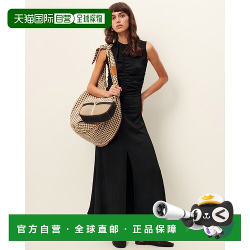 自营欧洲直邮Sessun思溯 Hayworth女士黑色双层泡泡纱褶皱长款连
