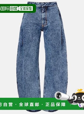 1h可退 香港直邮alaia 女士 Barrel-leg 牛仔裤 blue蓝色 舒适时