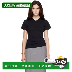1h可退 香港直邮toteme 女士 黑色 Wide-Ribbed V-Neck T恤 263WR