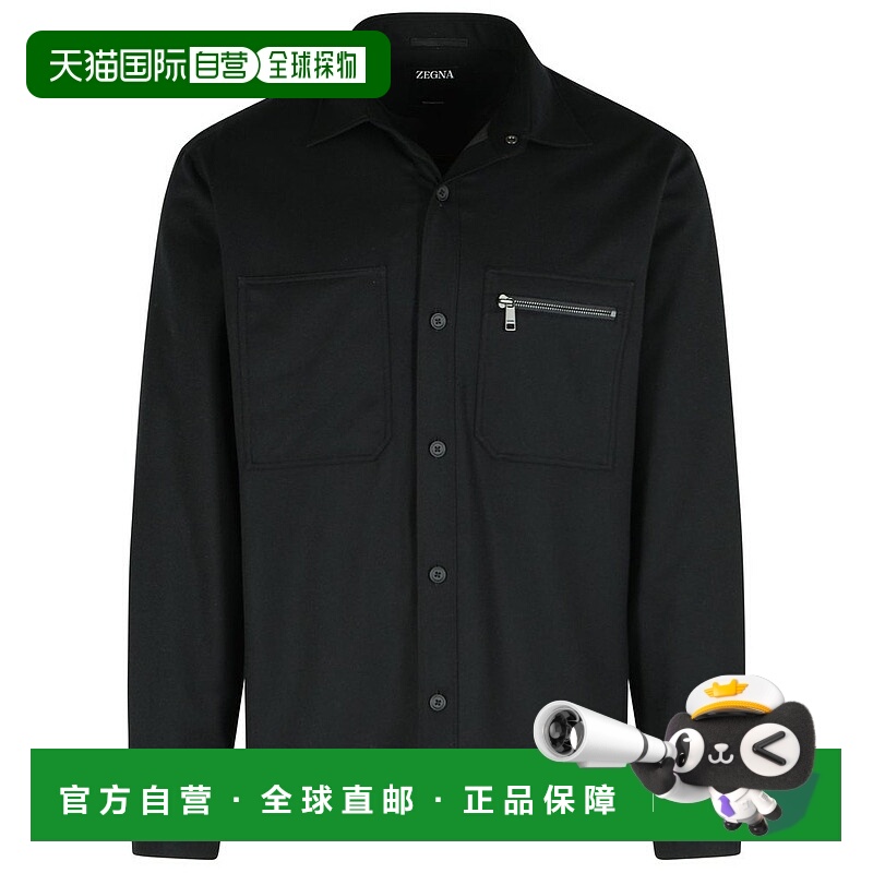1h可退 香港直邮Zegna 杰尼亚 男士 拉鍊細節直下擺襯衫 UGV01A2S