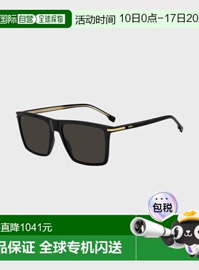 自营欧洲直邮Hugo Boss 男士黑色醋酸纤维金色细节太阳镜配饰