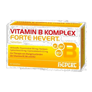 欧洲直邮德国药房HEVERT维B族100mgB1+50mgB6+500ugB12片60粒