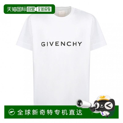 欧洲直邮GIVENCHY纪梵希 男士白色棉质圆领品牌标签短袖T恤新款