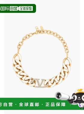 香港直邮valentino 华伦天奴 女士 VLOGO 镀金珐琅水晶项链 W2J0Q