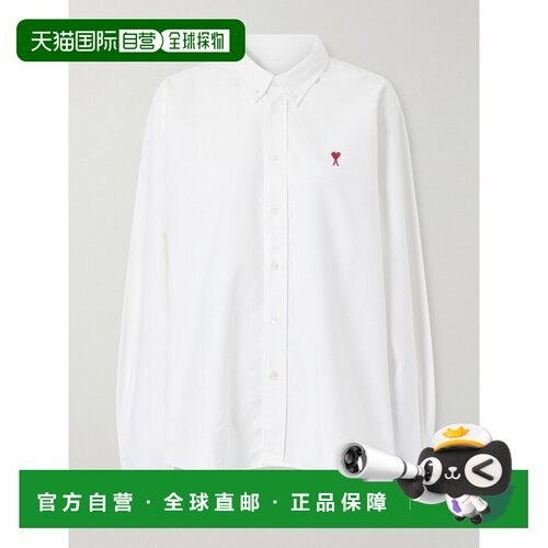 香港直邮Ami Paris 女士 ADC 刺绣棉质牛津衬衫 BFUSH063CO0031BL