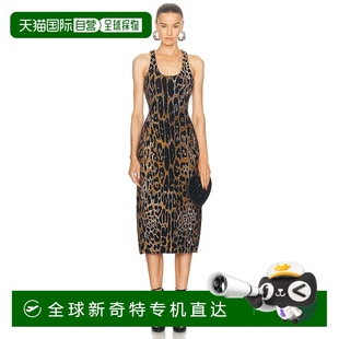 9R25136M901 1h可退 香港直邮Alaia 女士 豹纹直筒连衣裙