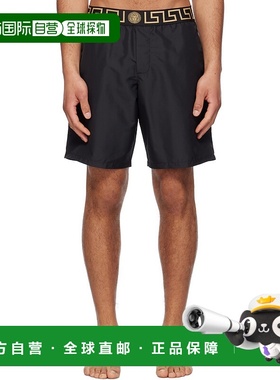 1h可退 香港直邮versace 范思哲 男士 黑色 Greca Border 泳裤 AB