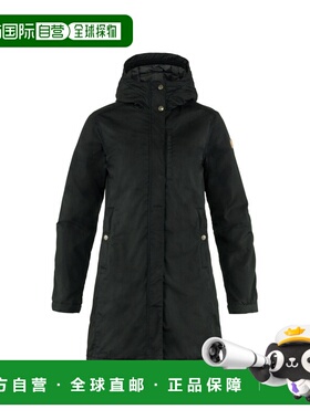 自营欧洲直邮Fjällräven Kiruna女士黑色涤纶连帽派克大衣