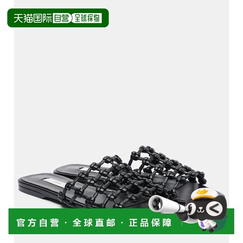 1h可退 香港直邮TOTÊME 女士 编织皮质凉拖 black黑色 舒适时尚