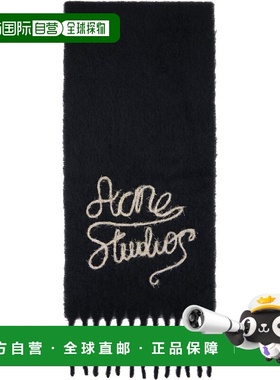 1h可退 香港直邮Acne Studios 艾克妮 男士 黑色 Wool Logo 围巾