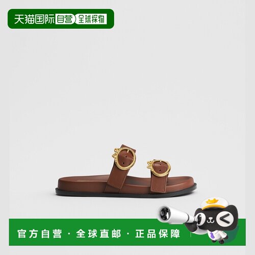 自营欧洲直邮Dior迪奥  Medaillon Buckle女士干邑色小牛皮凉拖