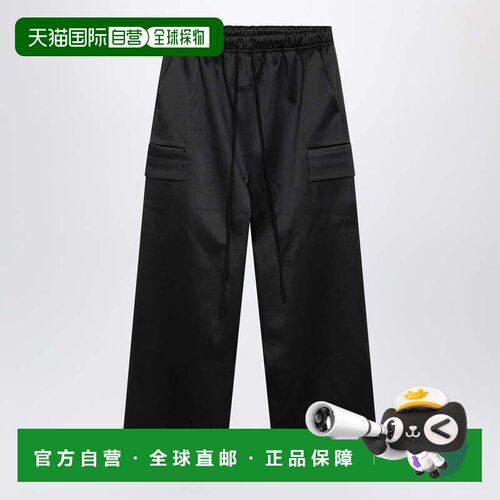 1h可退 香港直邮essentials fear of god 男士 黑色缎面工装裤子