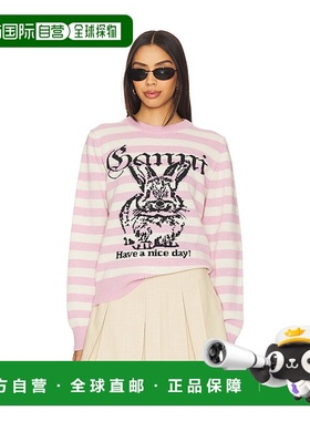 1h可退 香港直邮GANNI 甘尼 女士 条纹兔子印花毛衣 K2426针织新