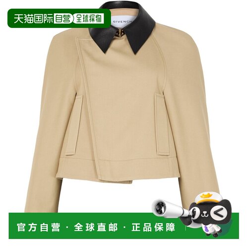 自营欧洲直邮GIVENCHY纪梵希 女士米色棉质羊毛短款大衣