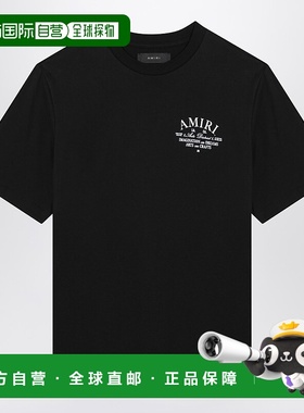 1小时内可退 香港直邮AMIRI 男士 黑色棉质带LogoT恤 AMJYTE1071