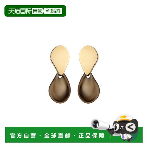 自营欧洲直邮Polene Nae女士玻璃耳环金色烟熏色配饰