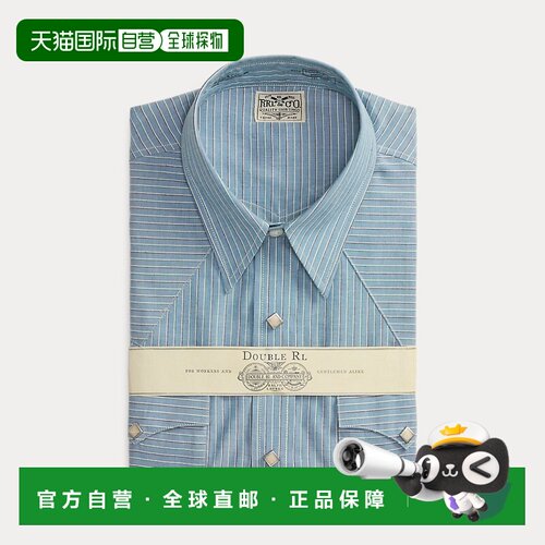 自营欧洲直邮Ralph Lauren拉夫劳伦 男士蓝色条纹西部牛仔修身长