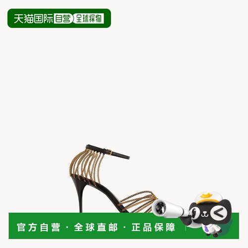 自营欧洲直邮YSL圣罗兰 BABYLONE系列女士黑色小羊皮logo标识凉鞋
