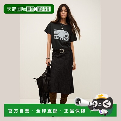 自营欧洲直邮Ba&Sh巴安诗 RIST A女士黑色聚酯纤维A字半身裙长裙