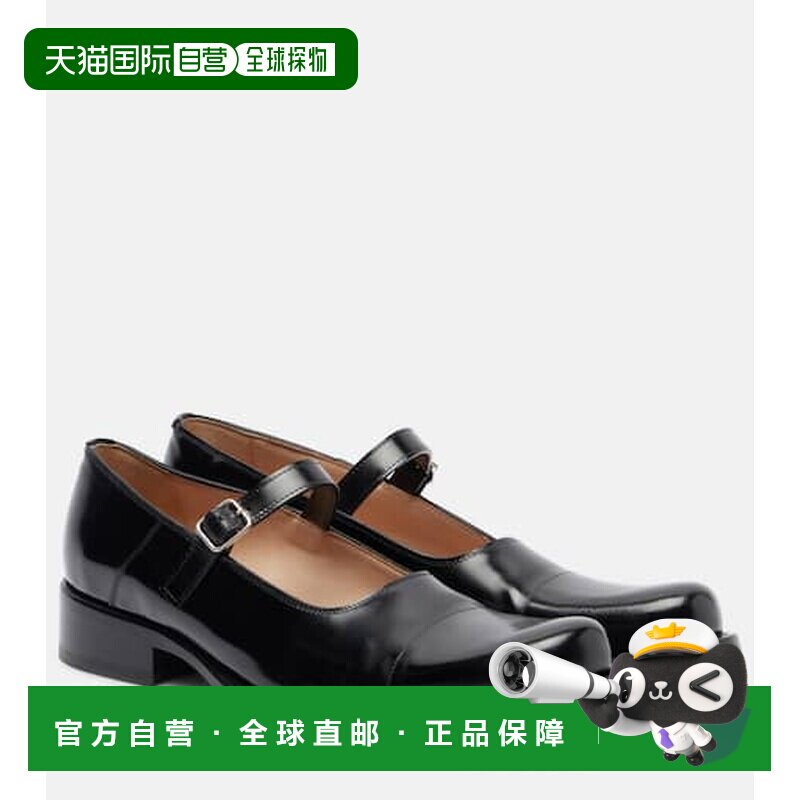 1h可退 香港直邮The Row 女士 Kai 皮质玛丽珍平底鞋 black黑色