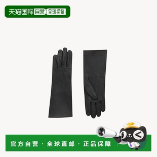 自营欧洲直邮YSL圣罗兰 黑色羔羊皮logo标识手套 男士