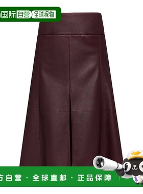 香港直邮Alaia 皮革开衩裙 A字裙半身裙长裙包臀裙AA9J2371L024B