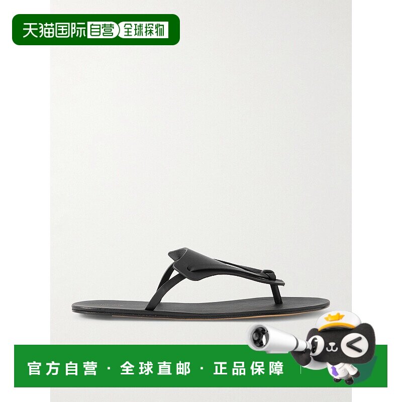 1h可退 The Row 女士 Helena 皮质人字拖 F1651L601BLACK - 实物图