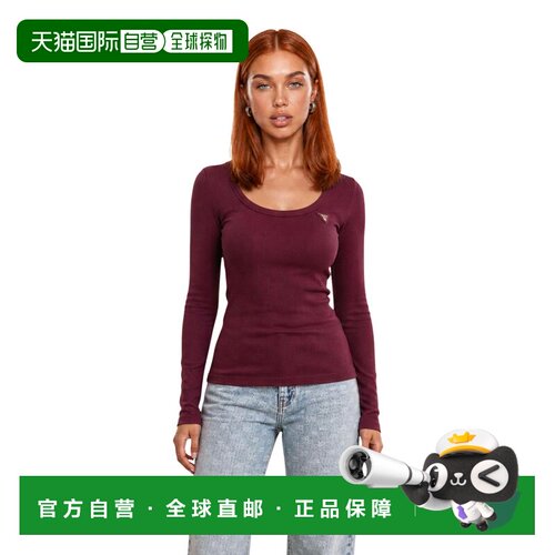 1h可退 欧洲直邮GUESS 女士T恤 V4BP07K8RT2G596 AW2026 酒红色 C