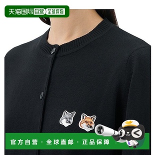 自营欧洲直邮Maison 潮流宝蓝色海 Kitsune男v领饰有狐狸贴片时尚