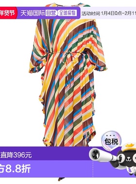 1h可退 香港直邮GANNI 甘尼 女士 条纹雪纺长款连衣裙 colorful花