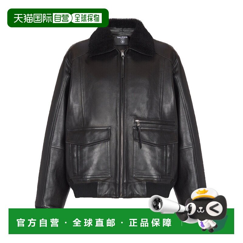 香港直邮Balmain 长袖皮夹克 男装羊皮皮衣FH0TF998LC62