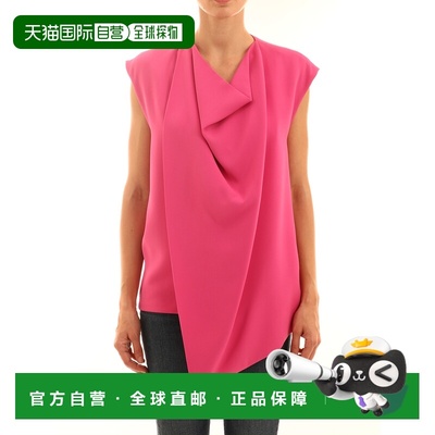 1h可退 香港直邮Celine 思琳 女士 紫红真丝上衣 6704 red红色 舒