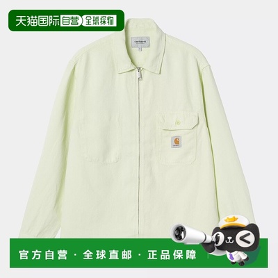 自营欧洲直邮Carhartt Wip 男士淡绿色棉/亚麻衬衫夹克拉链